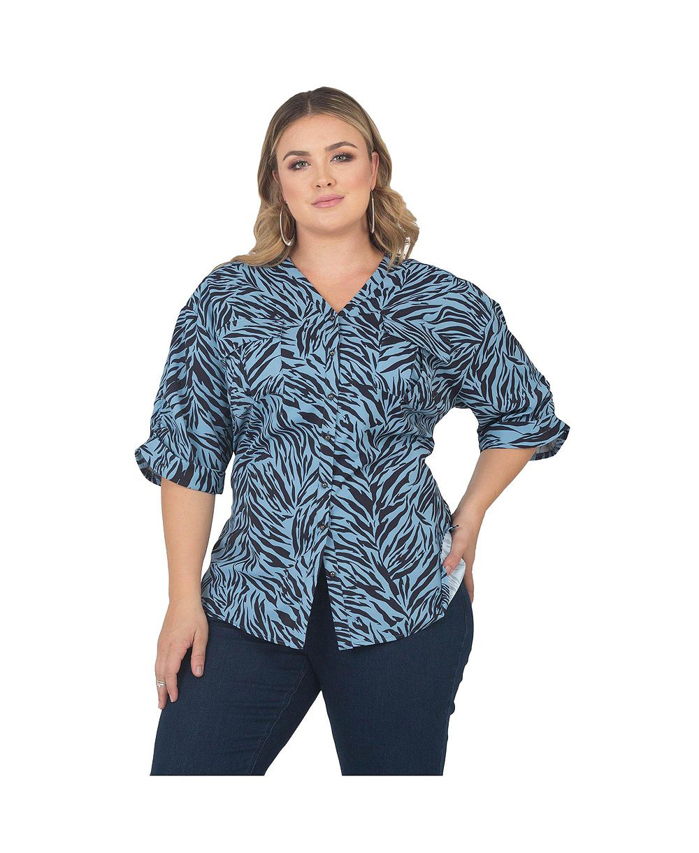 Standards & Practices Женская рубашка Plus Size с принтом Zebra и 3/4 рукавом