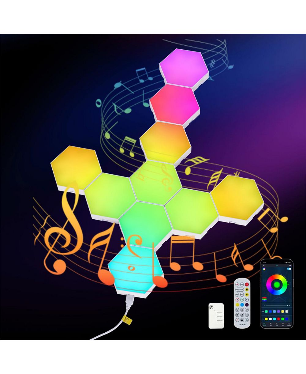 YOBTOP Светодиодные настенные панели Hexagon Lights, набор из 10 шт. RGB с приложением