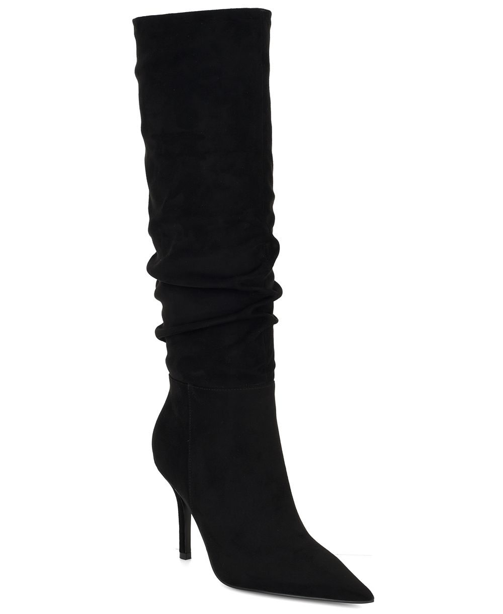 Nine West Women's Giorah Tall Wide Calf Slouch Stiletto Dress Boots