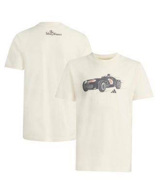 Adidas Big Boys and Girls White Mercedes-AMG Petronas F1 Team Silver Arrows Retro Car T-Shirt