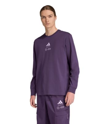 Adidas Men's Dark Purple Mercedes-AMG Petronas F1 Team Premium Woven Long-Sleeve T-Shirt