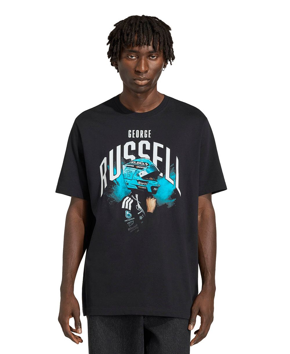 Adidas Men's George Russell Black Mercedes-AMG Petronas F1 Team Graphic T-Shirt