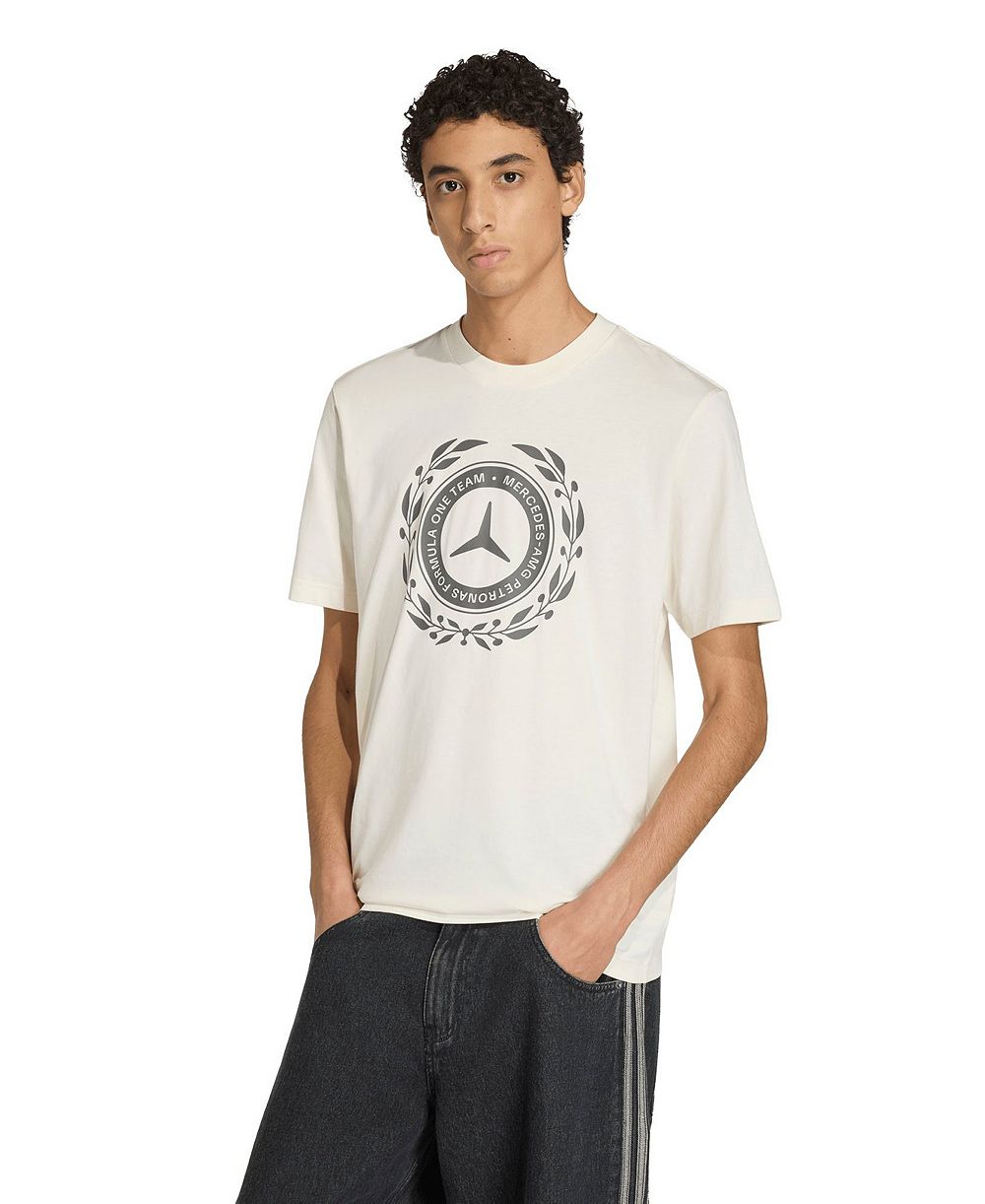 Adidas Men's Cream Mercedes-AMG Petronas F1 Team Silver Arrows T-Shirt