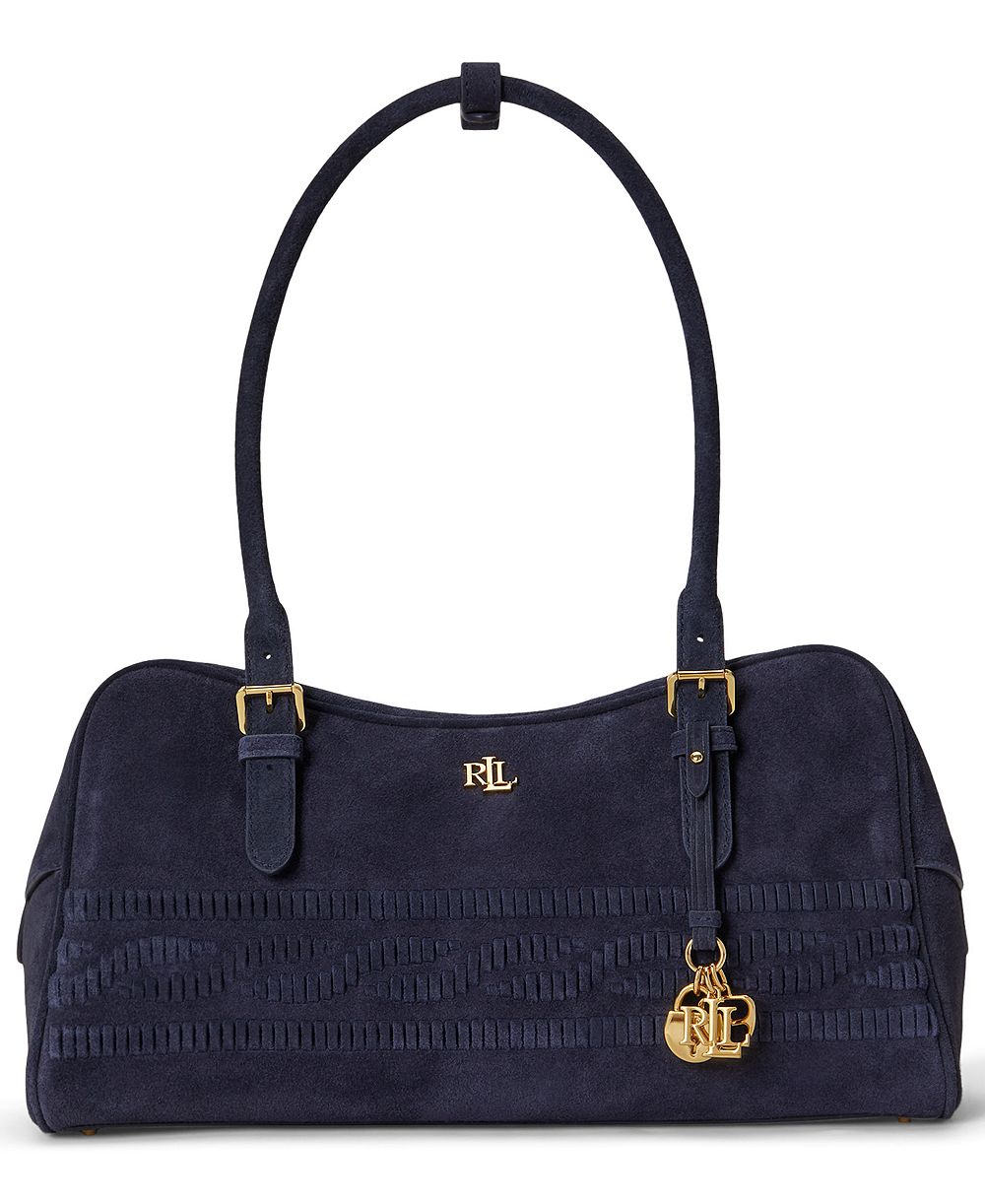 Lauren Ralph Lauren Marcy Suede Cable-Embossed Medium Satchel Bag