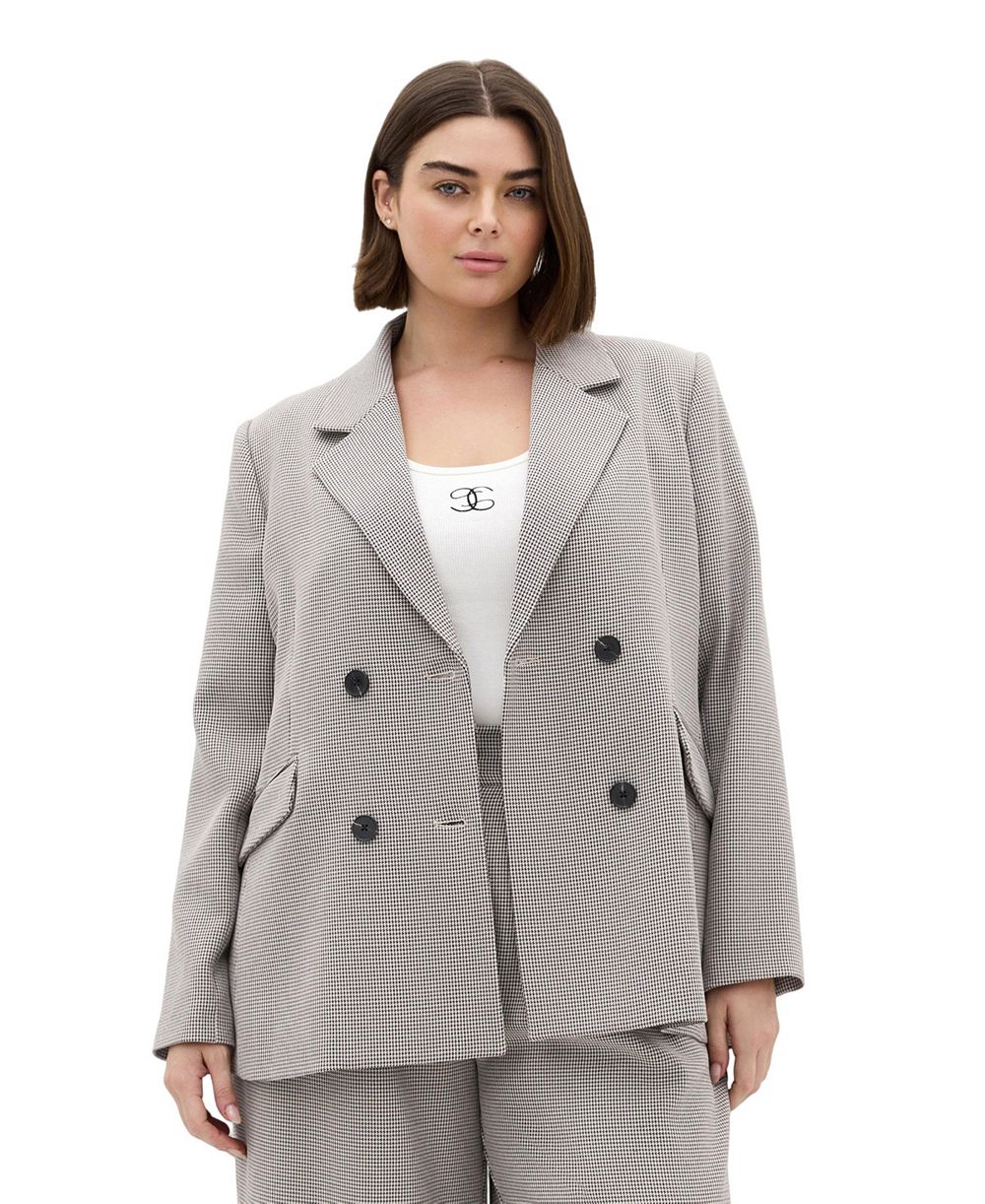 Женский блейзер CITY CHIC Plus Size Hailey Check Double-Breasted Houndstooth