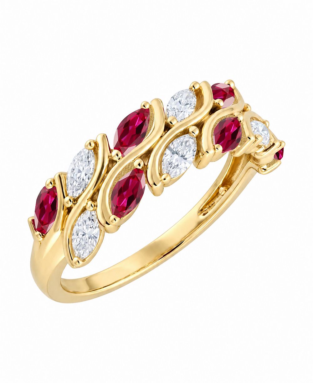 Macy's Lab-Grown Ruby (1/2 ct. t.w.) & Lab-Grown Diamond (1/2 ct. t.w.) Ring in 14k Yellow Gold (Also available in Lab-Grown Emerald and Lab-Grown Sapphire)
