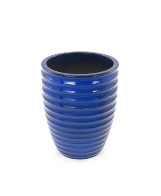 YOBTOP Sapphire   Ceramic Planter - 17 Inch Handmade Flower Pot, Breathable Clay, Indoor and Outdoor Use for Monstera and Fiddle Leaf Fig, 1 Piece