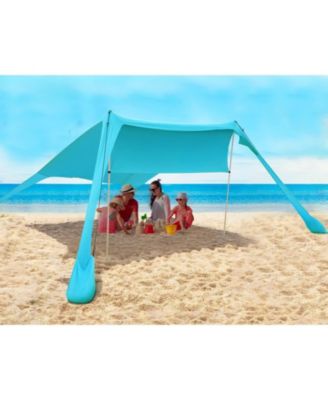 AOFAR Beach Tent Sun Shelter Portable Shade Sandbags Camping Fishing Picnic