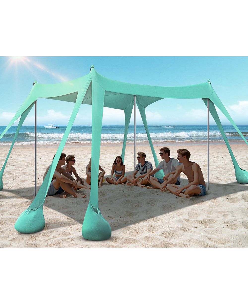 AOFAR Beach Tent Sun Shelter UV Protection Sandbags Camping Fishing Picnic