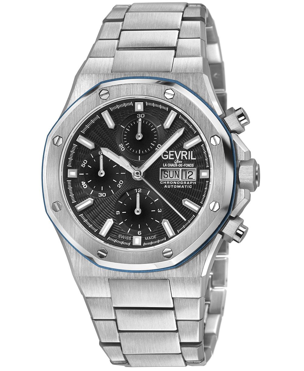 Gevril Men's Swiss Made Kingsgate Swiss Automatic Silver Stainless Steel Bracelet Watch