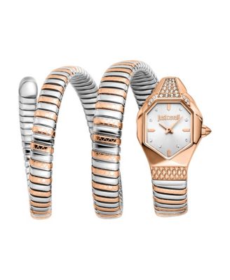 Just Cavalli Женские двухцветные кварцевые часы Ambra из нержавеющей стали с браслетом