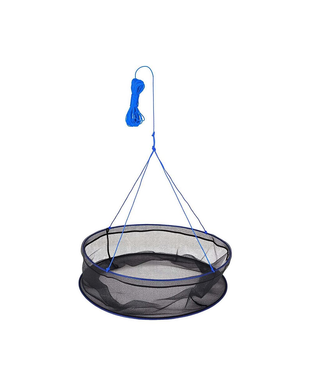 HONGGE Double Ring Drop Net 31.5 in Fish-Friendly Foldable Pier Landing Trap with Rope and Storage Bag