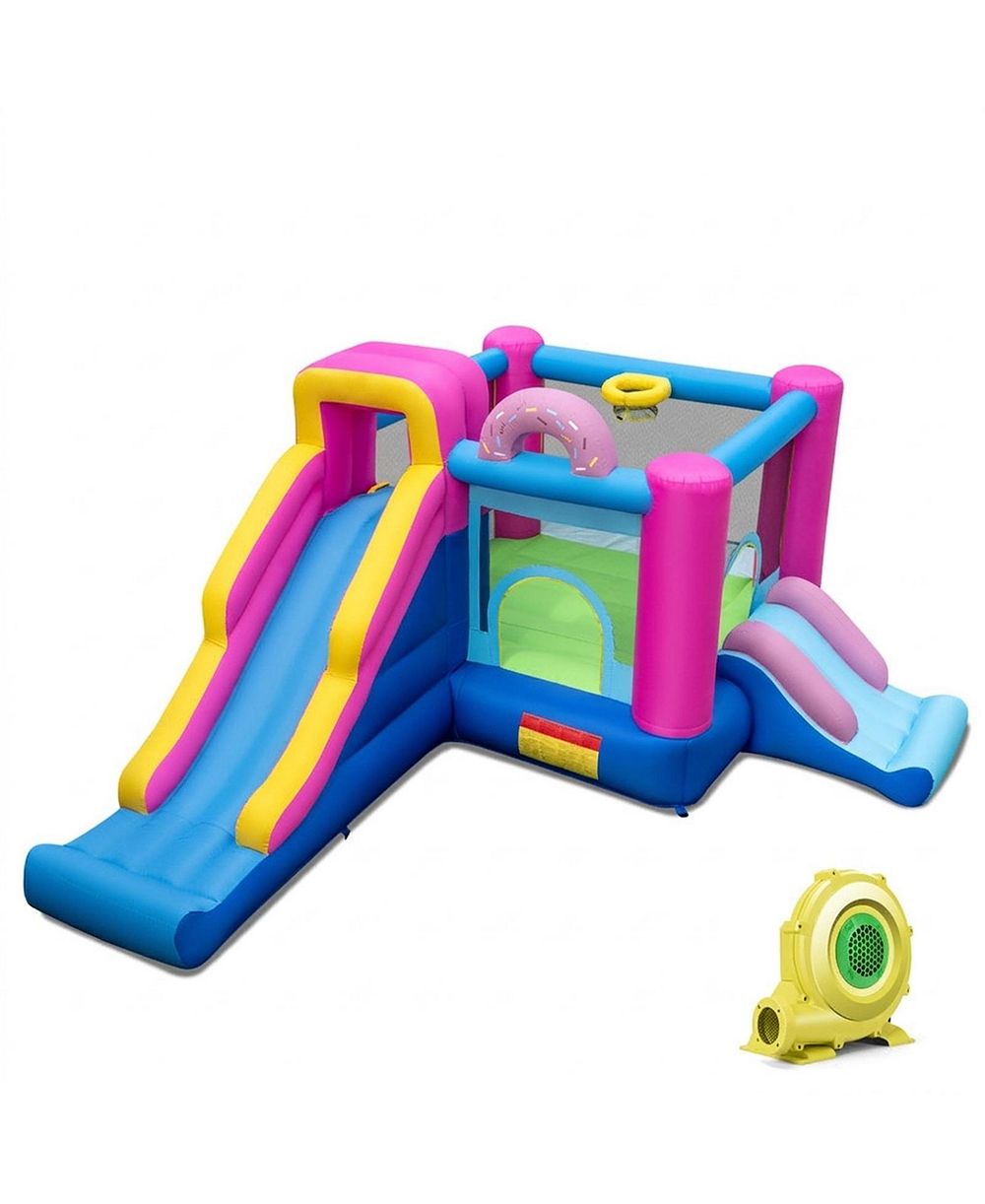 HONGGE надувной батучный комплекс с двумя горками и баскетбольным кольцом