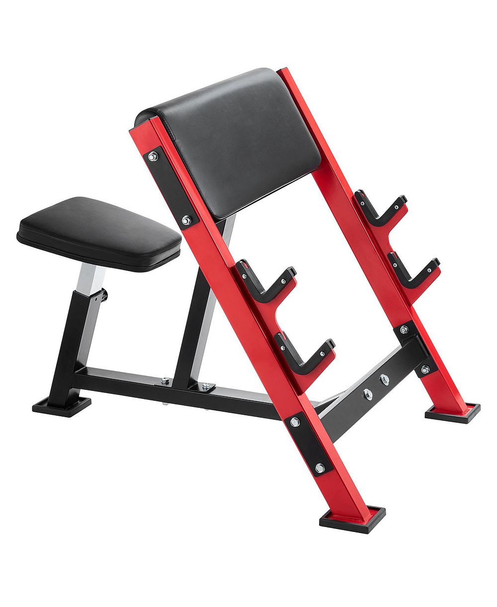 HONGGE Adjustable Preacher Curl Bench 660 lbs Max Load Seated Bicep Station with Barbell Holders