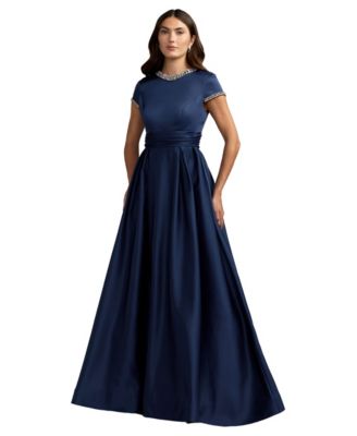 Mac Duggal Women's Embellished Satin Cap Sleeve Ball Gown