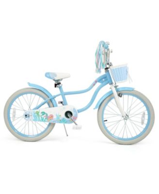 Slickblue Kids Bicycle Adjustable with Basket and Sea Princess Design