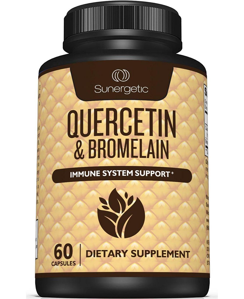 Sunergetic Quercetin and Bromelain Supplement 1,000 Milligram Quercetin Per Serving 60 Capsules