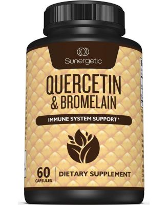 Sunergetic Quercetin and Bromelain Supplement 1,000 Milligram Quercetin Per Serving 60 Capsules
