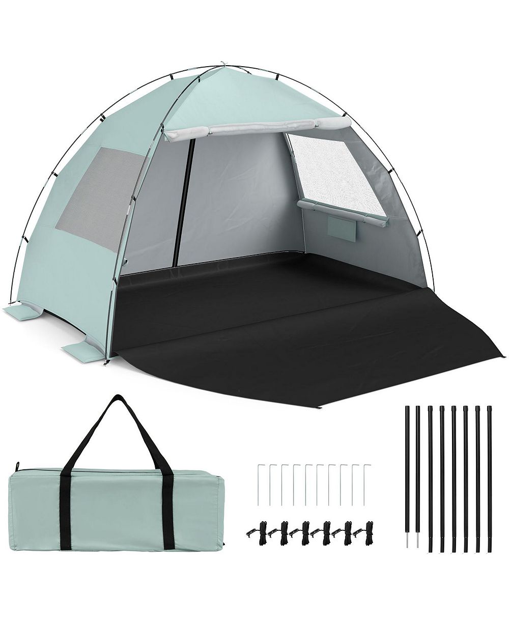 Costway Beach Tent Sun Shelter with Canopy Pop-Up 5-6 Person UPF50+ Sun