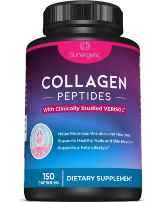 Sunergetic Collagen Peptides Capsules with VERISOL Type I and Type III Collagen, 2,500 Milligram, 150 Count