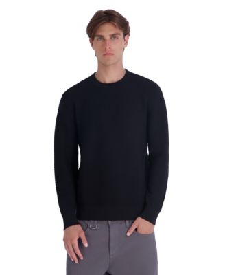 KARL LAGERFELD PARIS Men's Textured Crewneck Modern-Fit Sweater