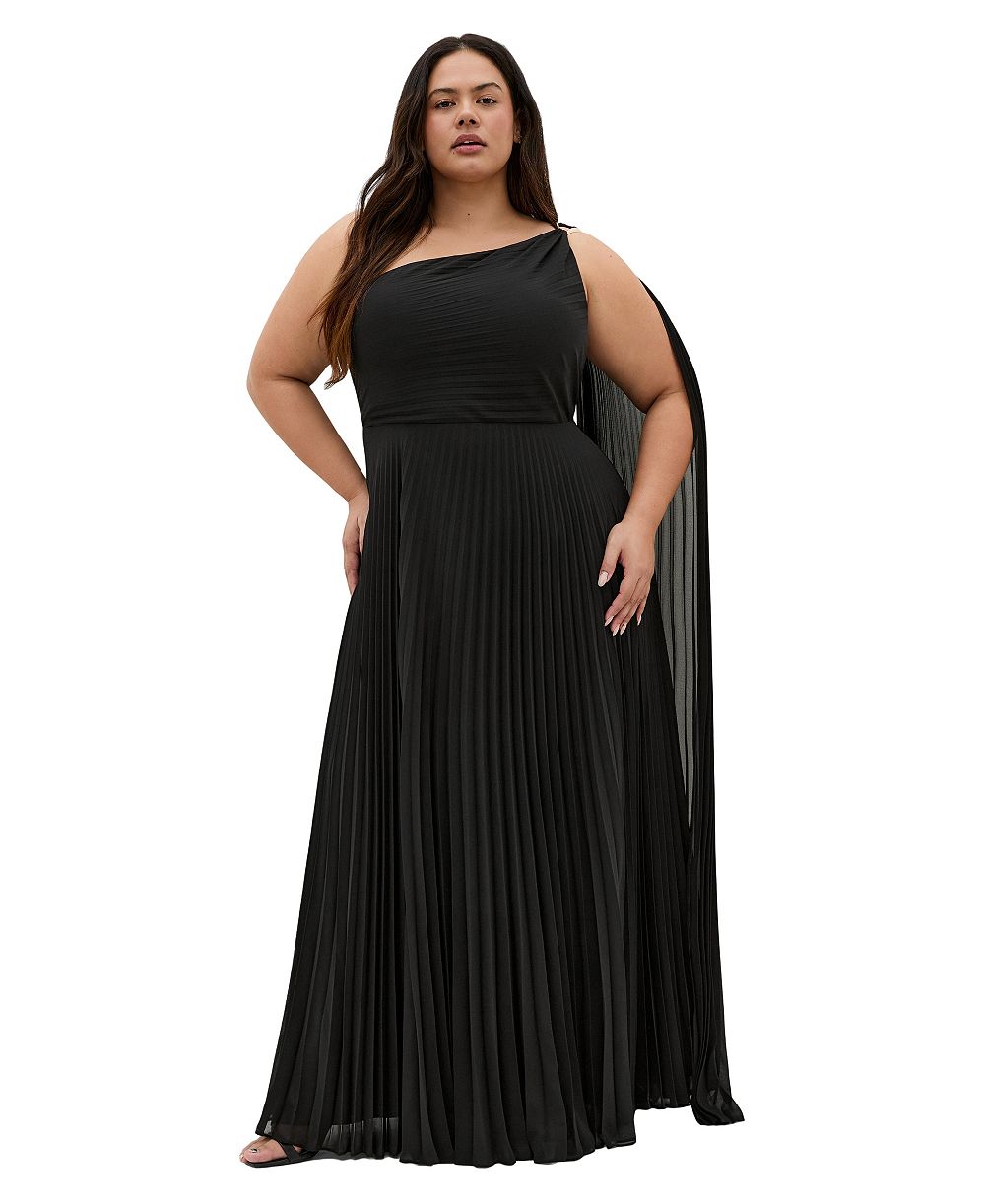 Платье макси City Chic Plus Size Eloura с одной открытой плечом и складками