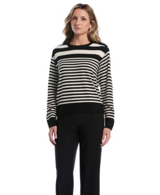 Rafaella Petites Striped Crewneck Long-Sleeve Sweater