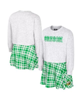 Big Girls Colosseum White Oregon Ducks Marceline Plaid Skirt and Top Set