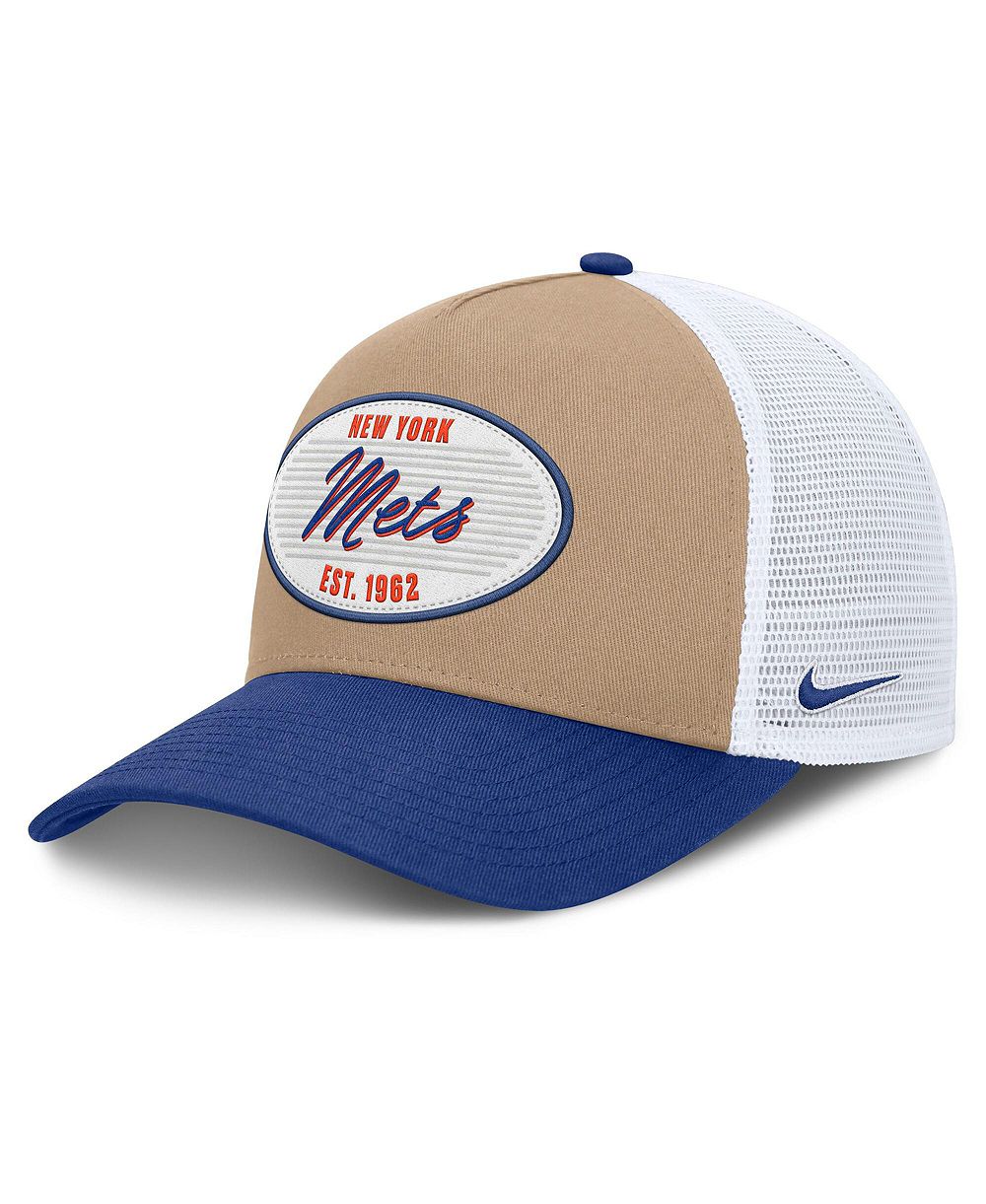 Мужская кепка Nike Khaki/Royal New York Mets Rise A-Frame Trucker Adjustable
