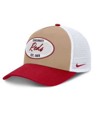 Мужская кепка Nike Cincinnati Reds Rise A-Frame Trucker Adjustable Hat Khaki/Red