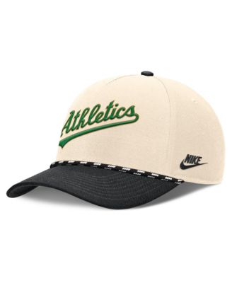 Men's Nike Natural/Black Oakland Athletics Cooperstown Collection Rise Adjustable Hat
