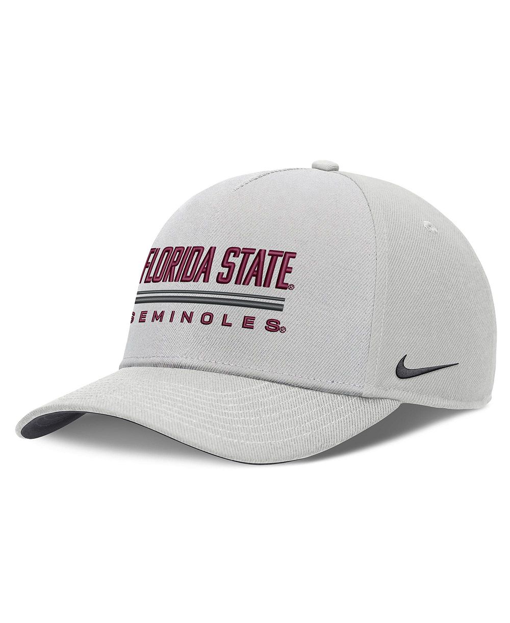 Men's Nike Gray Florida State Seminoles 2026 Sideline Dri-FIT Rise Adjustable Hat
