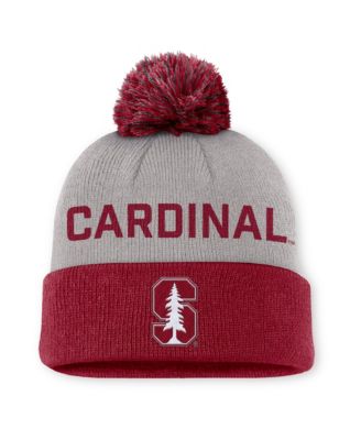 Men's Nike Gray/Cardinal Stanford Cardinal Primetime Peak Cuffed Knit Hat with Pom
