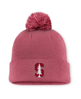 Мужская вязаная шапка Nike Pink Stanford Cardinal Primetime Peak Campus Cuffed с помпоном