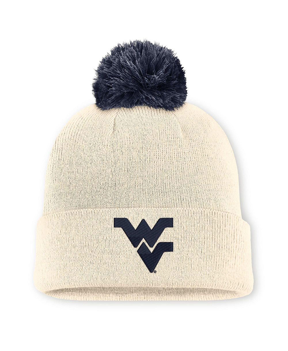 Nike Мужская и Женская вязаная шапка с помпоном West Virginia Mountaineers Campus Prep Script