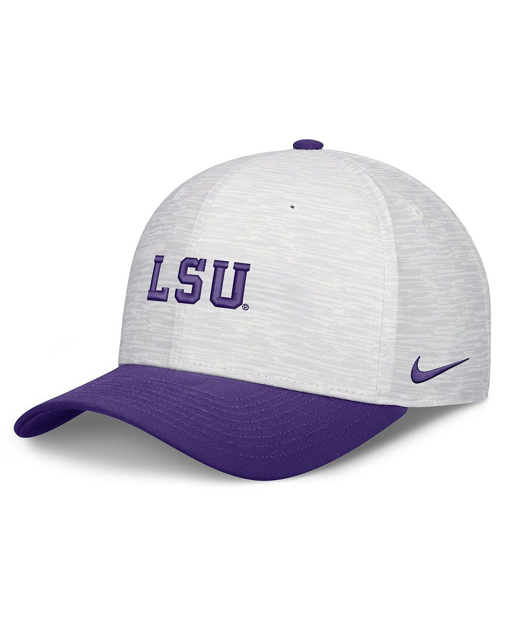 Мужская и женская кепка Nike White/Purple LSU Tigers Primetime Rise Adjustable