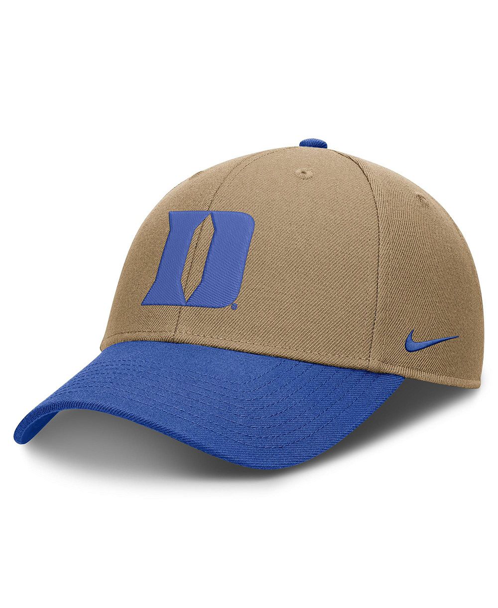 Мужская и женская кепка Nike Beige/Royal Duke Blue Devils Primetime Rise Dri-FIT Adjustable