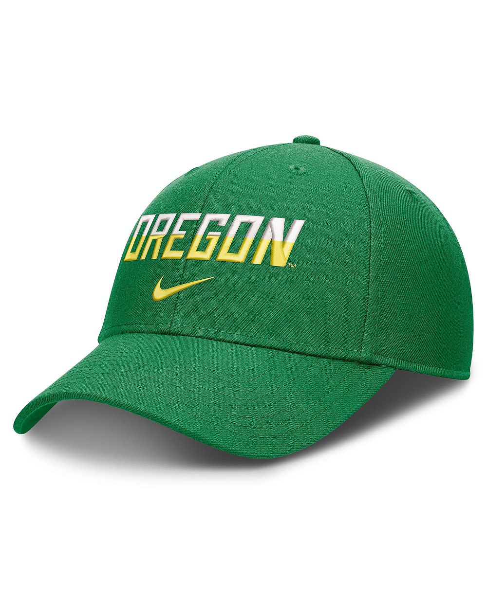 Мужская и женская кепка Nike Oregon Ducks 2026 On-Field Gameday Rise регулируемая зеленая