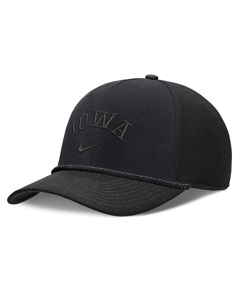 Мужская и женская кепка Nike Black Iowa Hawkeyes Campus Prep Tonal Rope Rise 5-Panel Adjustable