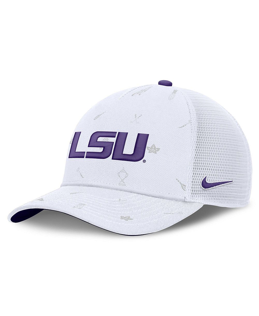 Мужская и женская кепка Nike White LSU Tigers Country Club Golfin' Rise Trucker Adjustable