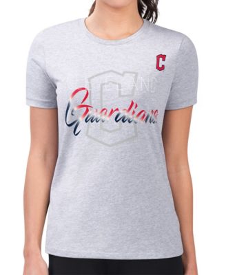 Женская футболка G-III 4Her by Carl Banks Heather Gray Cleveland Guardians Super-Slim Fit Lightweight Shadow Logo Graphic