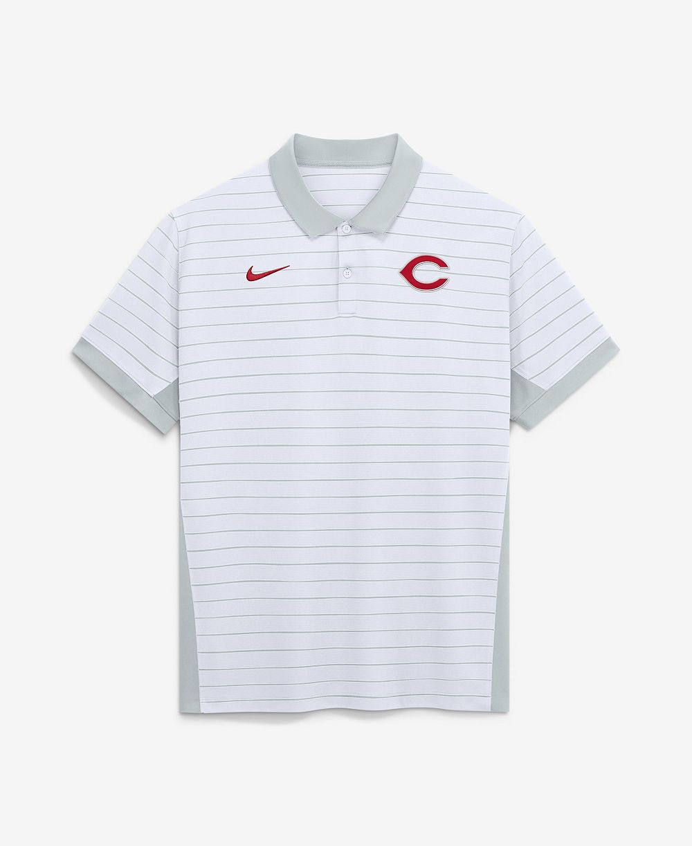 Nike Мужская белая рубашка Cincinnati Reds Authentic Collection Striped Victory Dri-FIT Polo