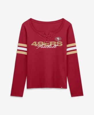 Women's Fanatics Scarlet San Francisco 49ers Team First Coverage Scheme Lace-Up Long Sleeve T-Shirt