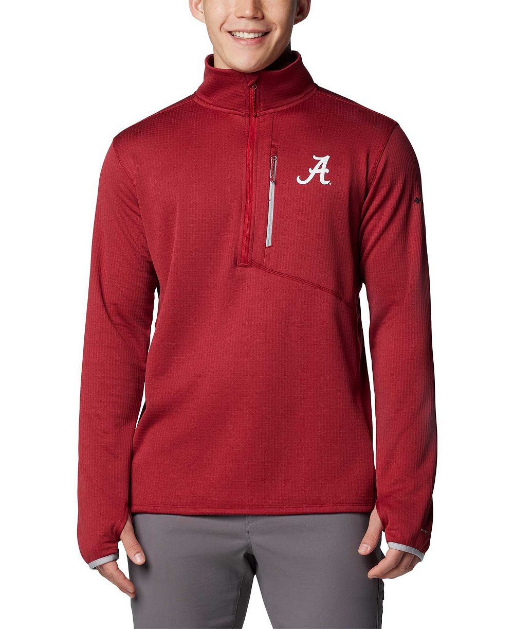 Men's Columbia Crimson Alabama Crimson Tide Park View Grid Fleece Omni-Wick Half-zip Jacket