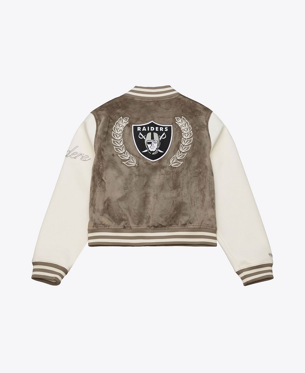 Женская куртка Mitchell Ness Oakland Raiders Full-snap Varsity Jacket Tan