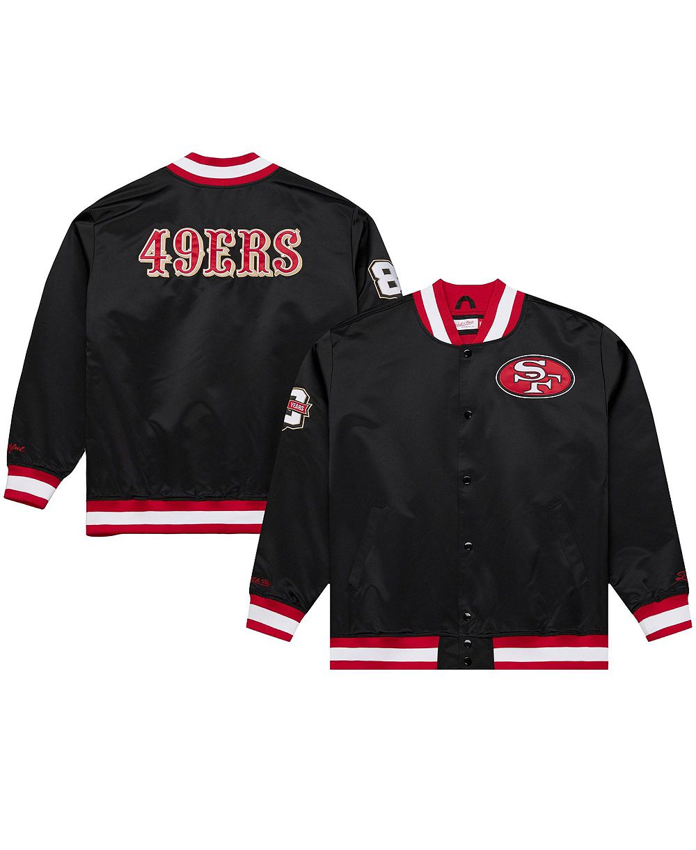 Men's Mitchell Ness Black San Francisco 49ers 80th Anniversary Heavyweight Satin Full-snap Jacket