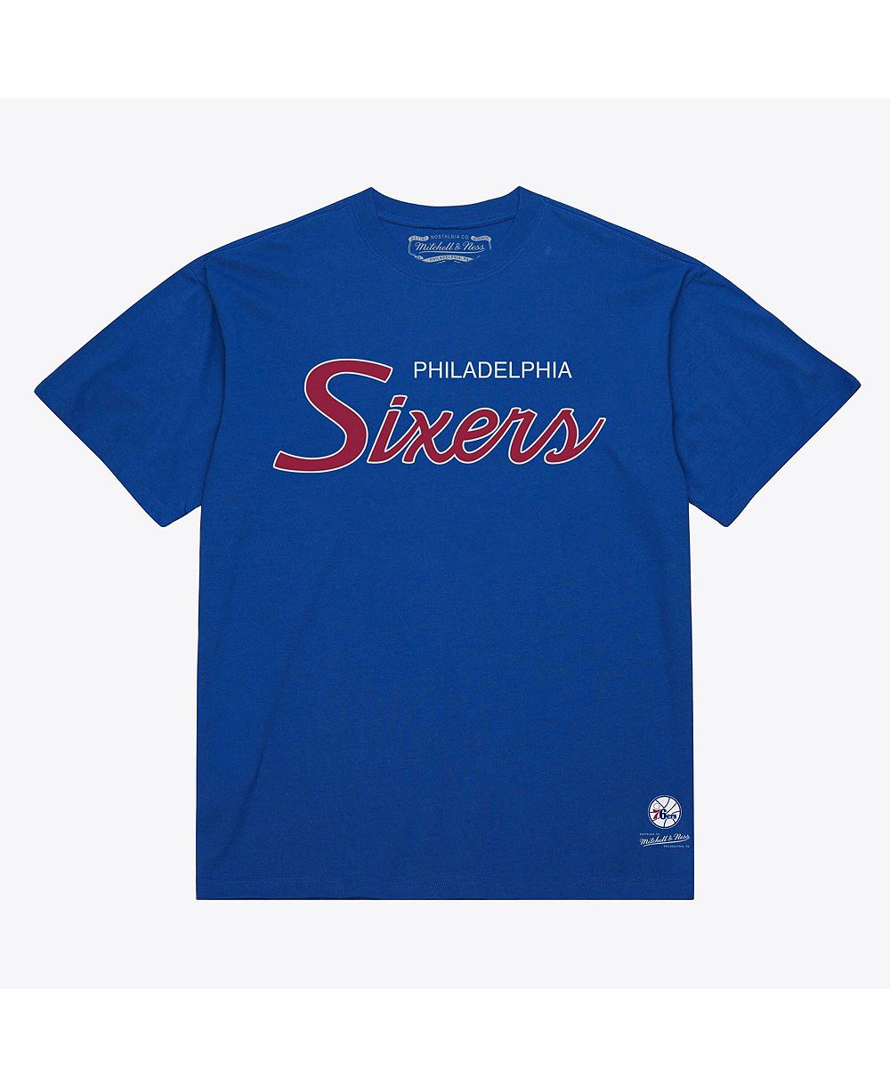 Мужская футболка Mitchell Ness Royal Philadelphia 76ers Vintage Wordmark