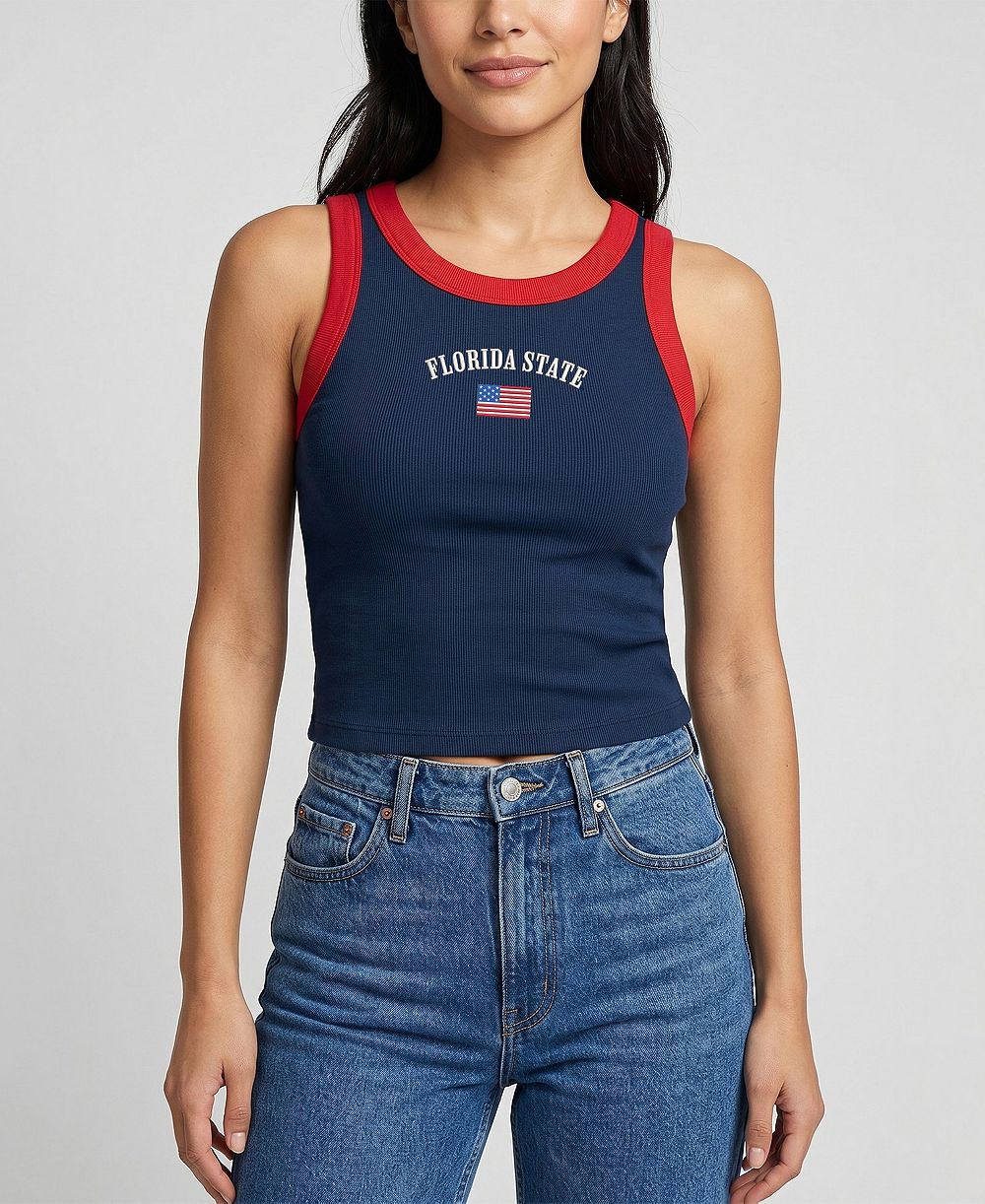Женский трикотажный топ Uscape Apparel Navy/Red Florida State Seminoles Americana Wordmark