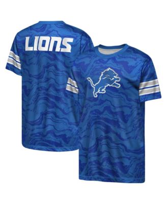 Big Boys and Girls Outerstuff Blue Detroit Lions Slant Route Performance T-Shirt