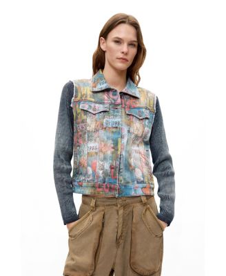 Женский джинсовый жакет Desigual Printed Short